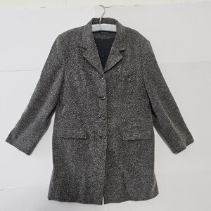 Tribu International Size 16 Grey Textured Women's Lined Winter Button Up Overcoa